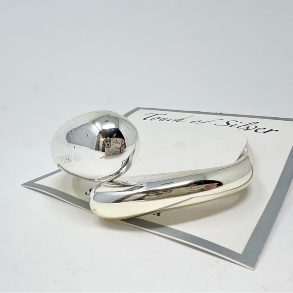 NWT Touch of Silver Trendy Hinged Cuff Bracelet Geometric Snake Silver Plated - Picture 3 of 6